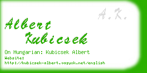 albert kubicsek business card